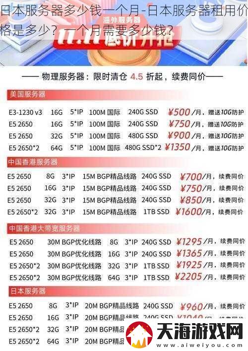 日本服务器多少钱一个月日本服务器租用价格是多少一个月需要多少钱